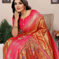 Aastha Fashion Orange Tissue Silk Weaving Saree