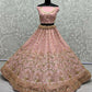 Jyoti Fashion Women's Pink Bridal Net Fancy Sequins with Multi Thread Embroidered & Handwork Wedding Lehenga Choli | Swadesiicart