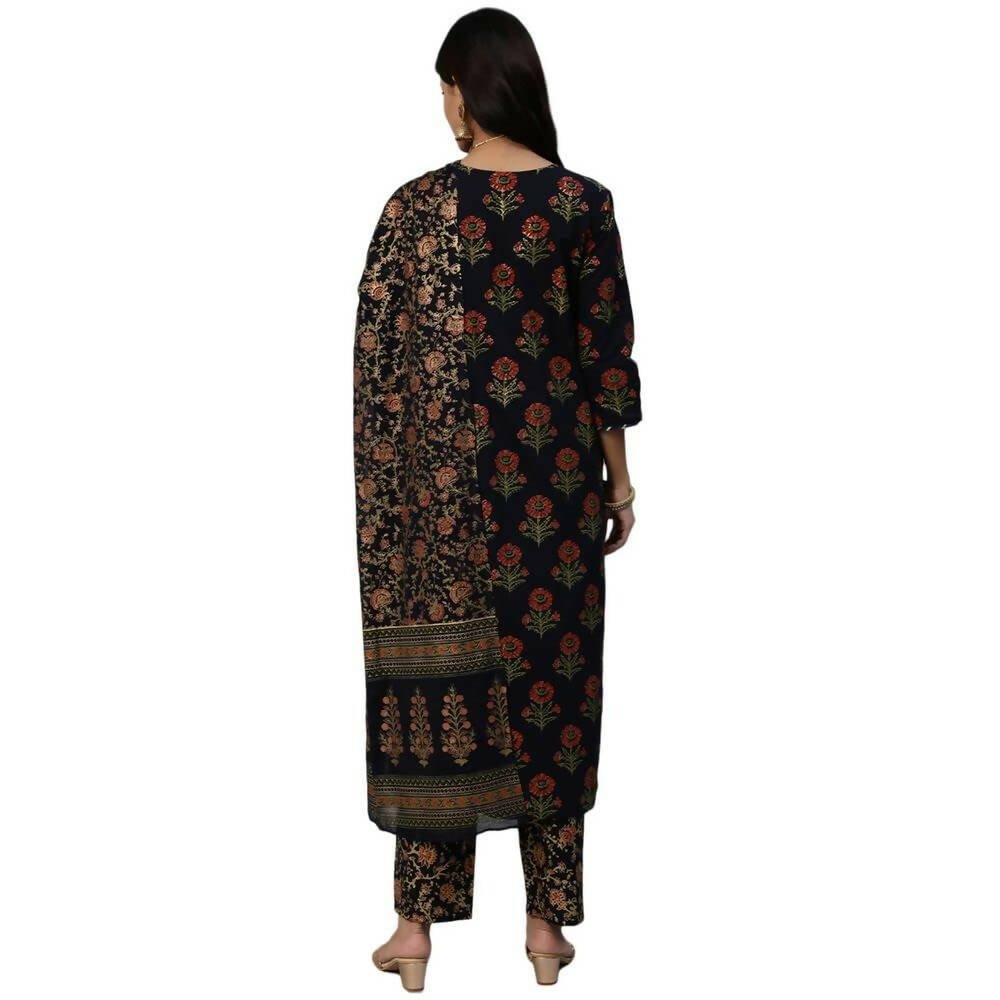 Anubhutee Women's Navy Kurta Churidar with Dupatta Set | Swadesiicart