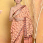 Very Much Indian Designer Modal Silk Saree With With Beautiful Floral Print - Light Orange | Swadesiicart