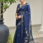 Vishnu Weaves Women's Blue Linen Silk Zari Weaving Saree with Blouse - Swadesiicart