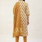FIORRA Women's Yellow Cotton Straight Kurta Pant With Dupatta - Swadesiicart