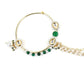 Gold-Polished White Green Kundan-Studded Pearl Beaded Nosepin - Ruby Raang | Swadesiicart