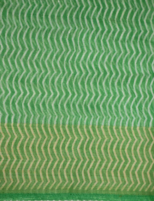 Shades Of Parrot Green With Lehariya Design Semi Chanderi Saree By Gayathri Reddy Designer Studio | Swadesiicart