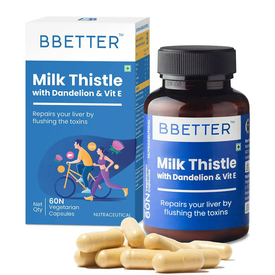 BBETTER Milk Thistle Liver Detox Capsules with Dandelion & Vitamin E | Swadesiicart