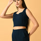 Myshka Women's Navy Blue Solid Top With Trousers - Swadesiicart