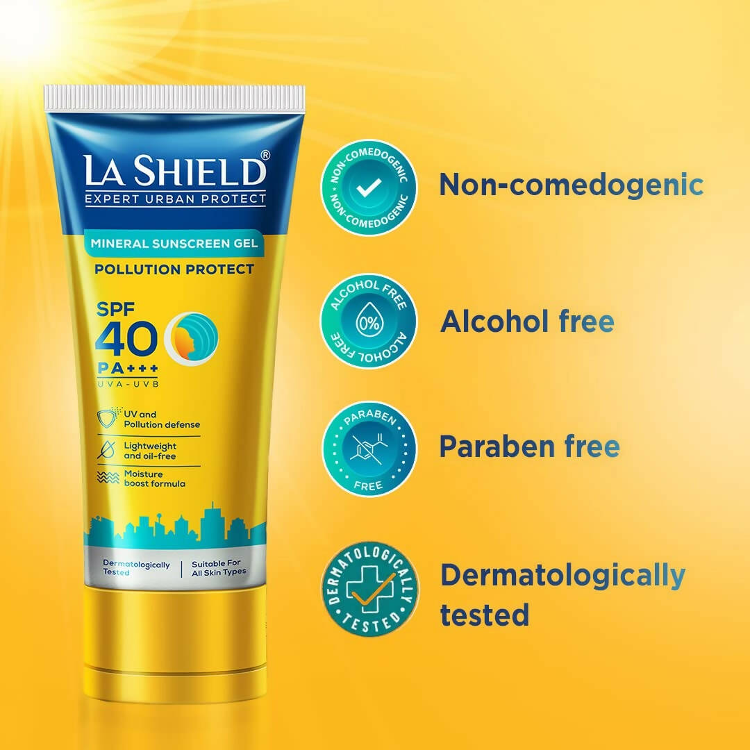 La Shield Mineral Sunscreen Gel For Pollution Protect - SPF 40 PA+++ - Swadesiicart