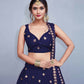 Jyoti Fashion Beautiful Navy Blue Embroidered with Mirror work Art Silk Party Wear Lehenga Choli with Dupatta | Swadesiicart