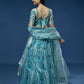 House of Panchhi Seagreen Net Sequins Embroidered Lehenga & Blouse with Dupatta | Swadesiicart