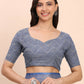 Shree Shyam Fashion Linen Cotton Indigo Blue Saree