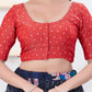 Joban Fashion Pink Tissue Elbow Sleeveless Front Open Blouse - Swadesiicart
