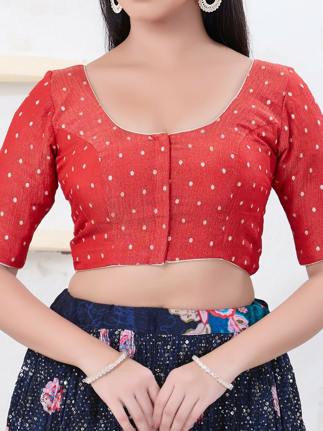 Joban Fashion Pink Tissue Elbow Sleeveless Front Open Blouse - Swadesiicart