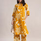 Aavyora Women's Mustard Yellow & White Floral Printed Cotton Co-Ord Set - Swadesiicart