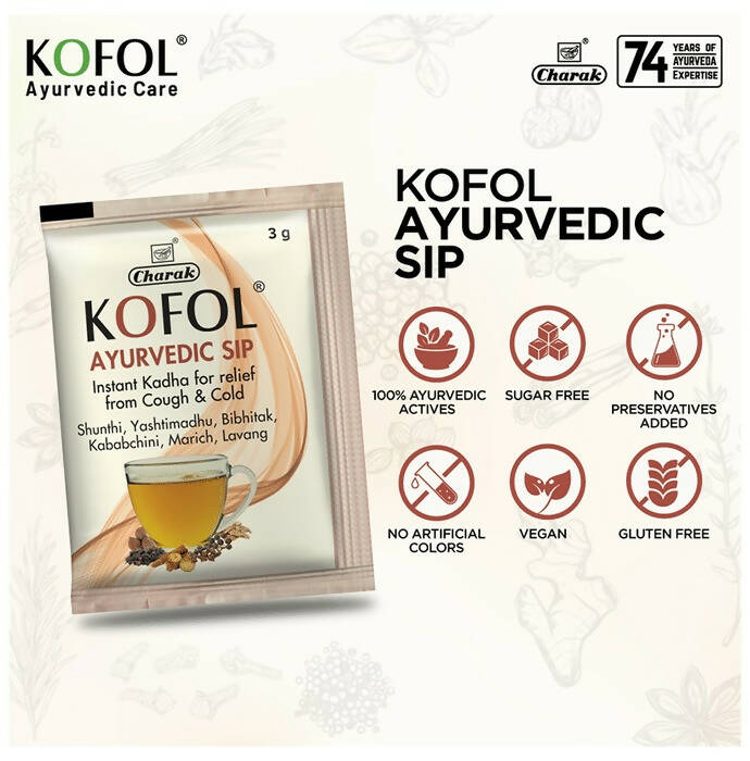 Charak Pharma Kofol Ayurvedic Sip Instant Kadha Sachet - Swadesiicart