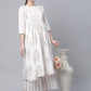 Ahalyaa Women's Off White Pure Cotton Printed Kurta Palazzo Set | Swadesiicart
