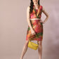 Myshka Women's Multi Printed Shawl Neck Party Top With Skirt Co-ord set - Swadesiicart