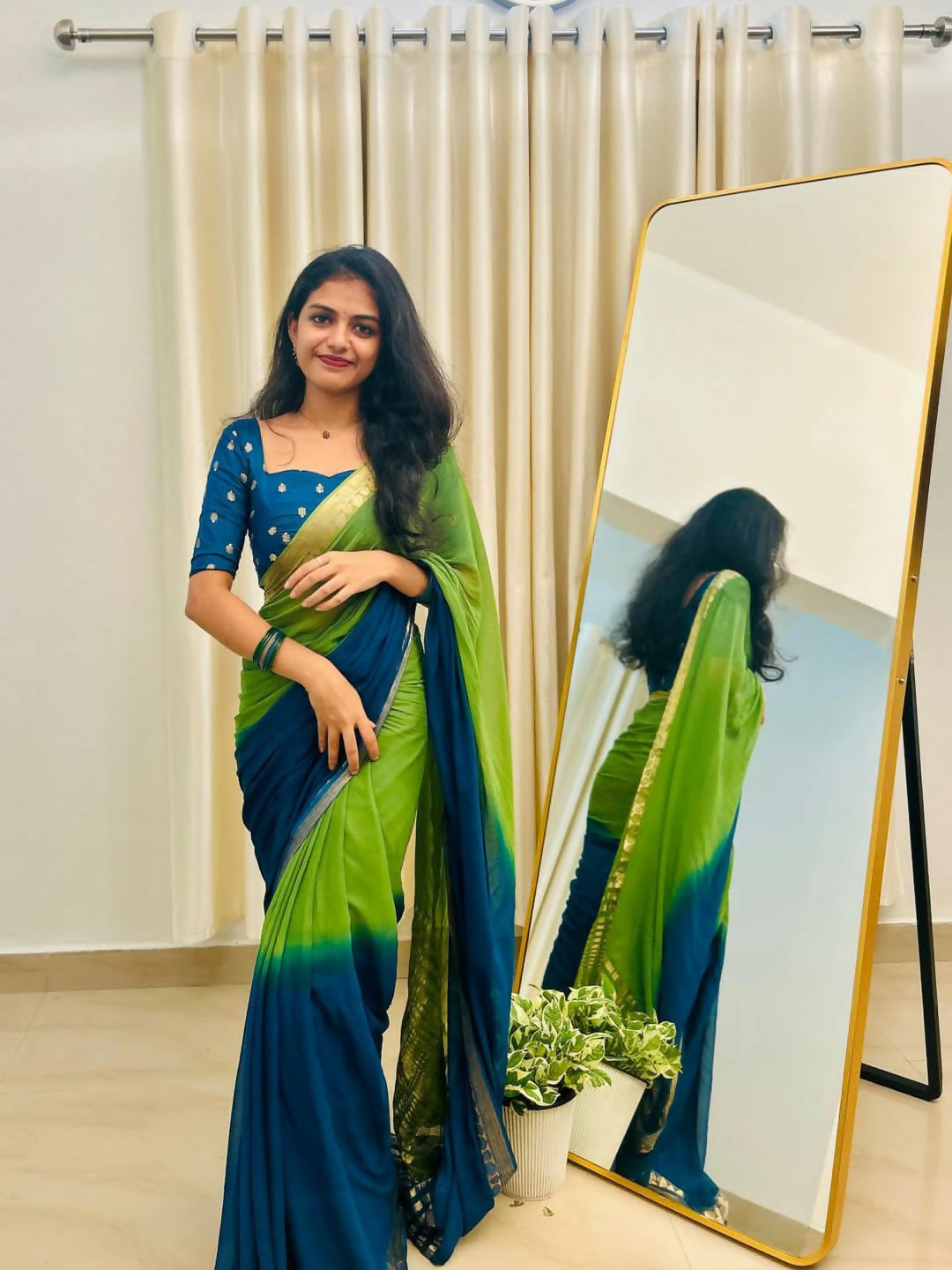 Exclusive Collection Green Party Wear Georgette Saree - Swadesiicart