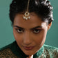 Gold-Polished White Kundan-Studded Beaded Layered Maang Tikka - Ruby Raang | Swadesiicart