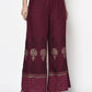 Aniyah Rayon Wine Color Block Print Flared Slip-On Palazzo (AN-173K)
