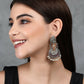 Joban Fashion Women Red Stones Silver Tone Brass Earrings | Swadesiicart