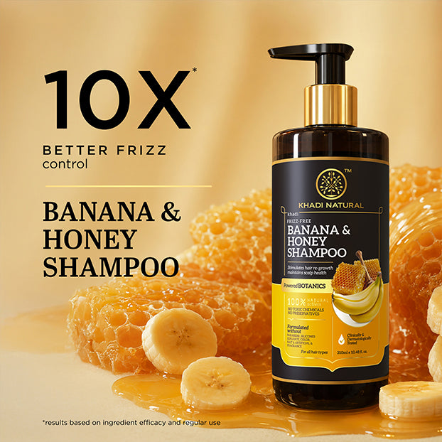 Khadi Natural Powered Botanics Banana & Honey Shampoo for Soft & Nourished Hair - 310ml