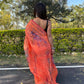 Vamsee Orange Organza Saree - Swadesiicart
