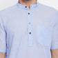 Even Apparels Blue Pure Cotton Men's H/S Kurta With Band Collar | Swadesiicart
