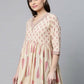 Ahalyaa Women Beautiful Beige Pure Cotton Printed Tunic | Swadesiicart
