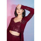 Red Georgette Sequence With Thread Designer Co-Ord Set - Flory - Swadesiicart