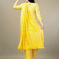 Jyoti Fashion Women's Yellow Rayon Embroidery & Sequence work Kurta with Trouser & Dupatta | Swadesiicart