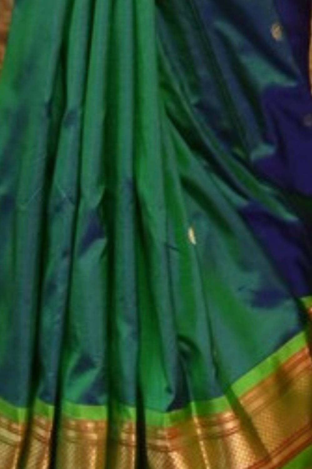 Very Much Indian Pure Silk Paithani - Dual Tone Blue Green | Swadesiicart