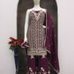 Anaita Maroon Chinon Stitched Suit with Embroidery Coding Sequence Work