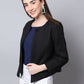 Even Apparels Black 100% Viscose Open Front Statement Women's Jacket | Swadesiicart