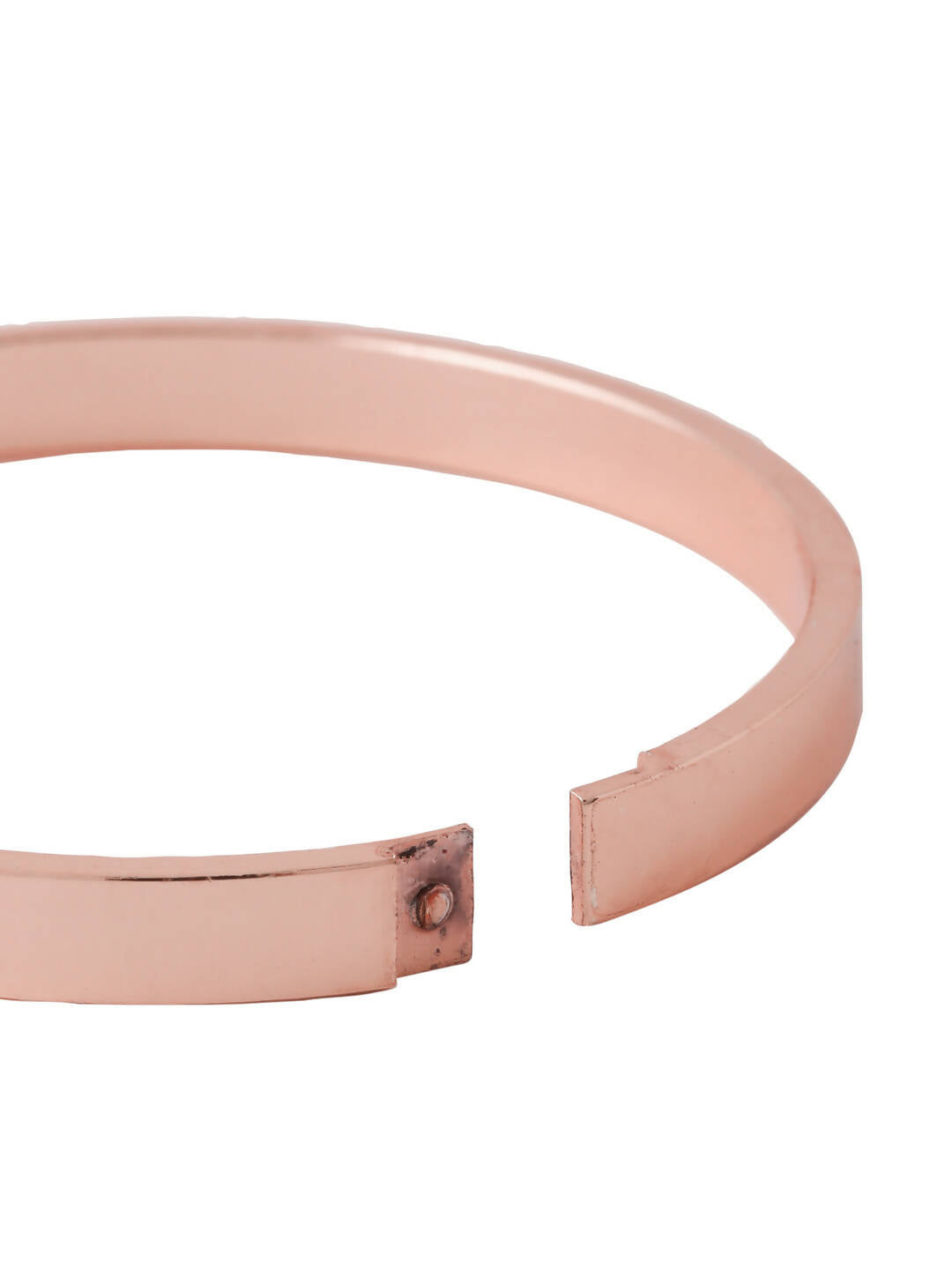 NVR Men's Rose Gold Metal Interlock Kada Bracelet - Swadesiicart