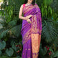 Exclusive Collection Beautiful Violet Pure Cotton Woven Handloom Saree With Running Blouse Piece - Swadesiicart