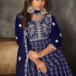 Jyoti Fashion Women's Blue Net Embroidered Anarkali Kurta Pant Set With Dupatta | Swadesiicart