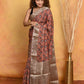 Very Much Indian Modal Silk Ajrakh Handblock Printed Natural Dyes With Designer Border Saree - Red | Swadesiicart