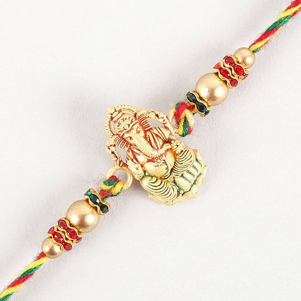 Authentic Design Ganesha Rakhi & Kaju Katli Box | Swadesiicart