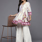 Ahalyaa Women White & Golden Ethnic Printed Tunic | Swadesiicart
