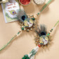 NVR Women & Men Set of 2 Green Radha Krishna Beaded Bhaiya Bhabhi Rakhi With Roli Chawal & Chocolate | Swadesiicart