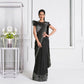Black Fancy Lycra Handwork Shoulder Butta Saree - Mohmanthan Izzara