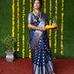Jyoti Fashion Women's Navy Blue Soft Handloom Silk Zari Woven Saree with Blouse | Swadesiicart