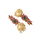 Nuyug 22K Gold-Plated Enamel & Beaded Dome Shaped Jhumka Earrings | Swadesiicart
