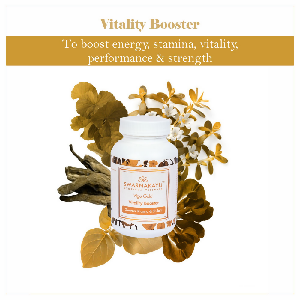 Swarnakayu Vigo Gold Vitality Booster Tablets With Swarna Bhasma & Sj - Swadesiicart
