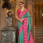 Persian Green Banarasi Weaving, Ultra Aqua Finish, Zari Work Banarasi Silk Saree - Rath Kunti - Swadesiicart