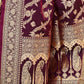 Joban Fashion Wine Banarasi Soft Pure Handloom Banarasi Silk Saree | Swadesiicart