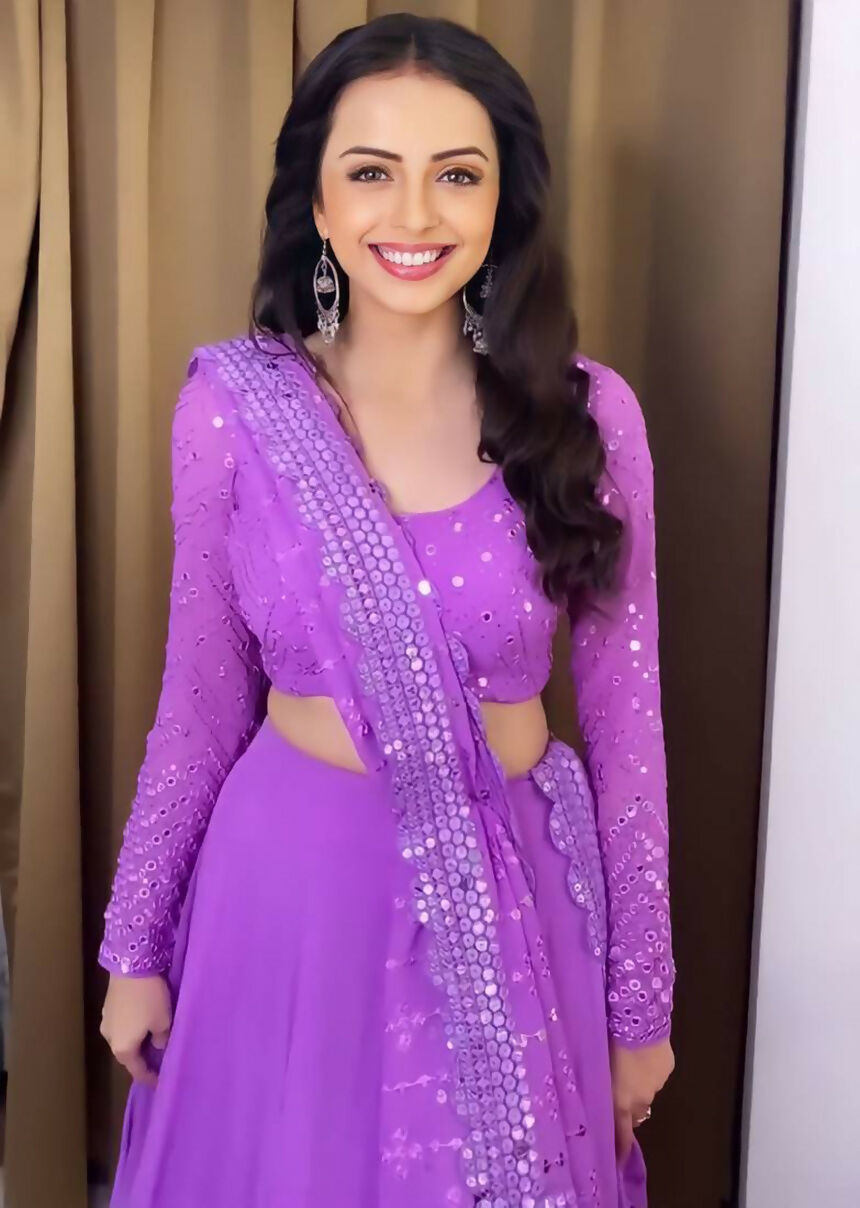 Jyoti Fashion Beautiful Lavender Sequence with Thread Embroidery work Faux Georgette Lehenga Choli with Dupatta | Swadesiicart