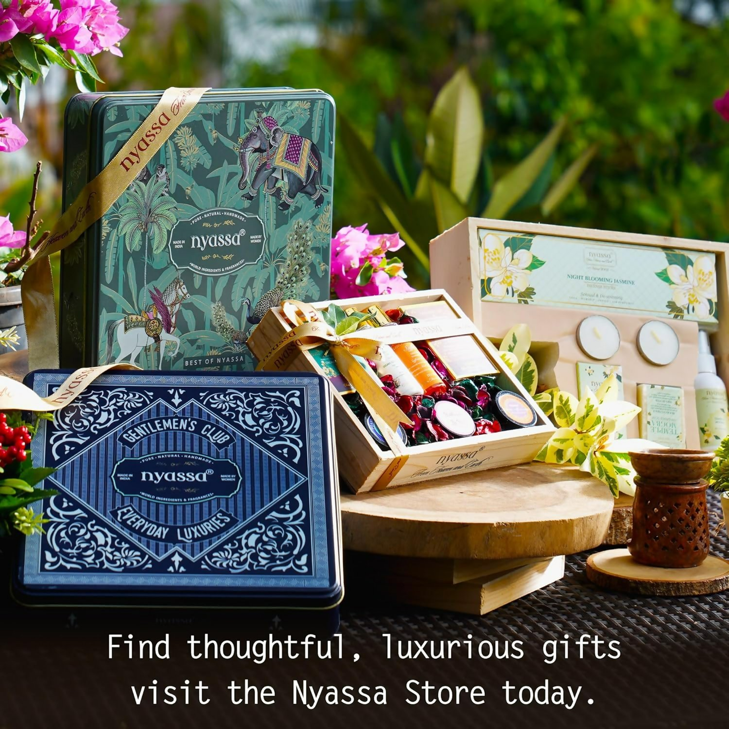 Nyassa Premium Bath and Body Treats Wooden Gift Set - Swadesiicart