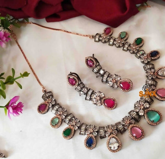 Khavi Arts Designer Set with Rose Antique Polish-Multicolor - Khavi Arts