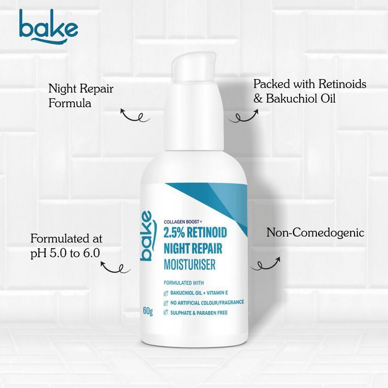 Bake 2.5% Retinol Night Repair moisturiser Cream | Swadesiicart